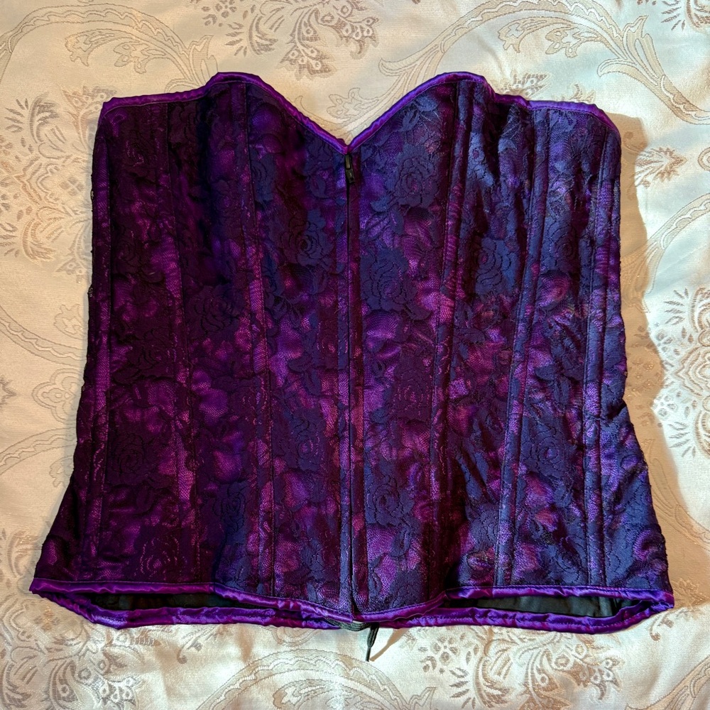 Daisy Corsets Purple with Black Lace Corset Bustier, 2X